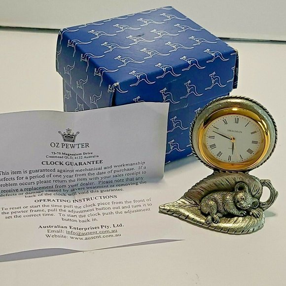 Sleeping Baby Koala Australian Pewter Souvenir Clock Oz Pewter - Picture 4 of 5